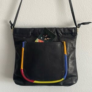 ILZE HEIDER Vintage Black Leather Handbag